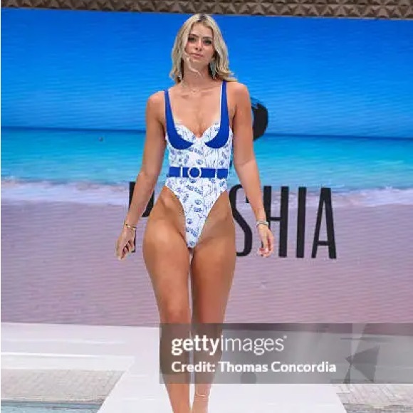 Rachelle Blue and White Women's Swimwear - Picture 2 of 15